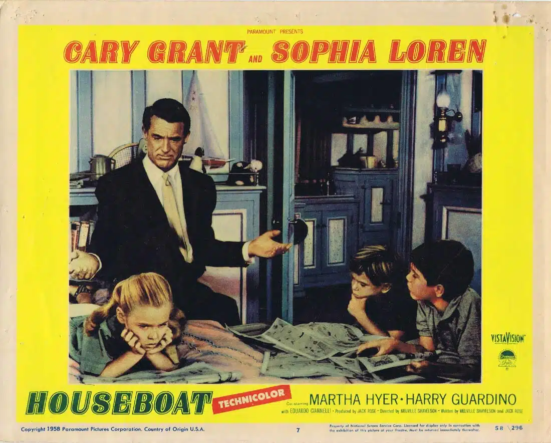 HOUSEBOAT Original Lobby Card 7 Cary Grant Sophia Loren Martha Hyer
