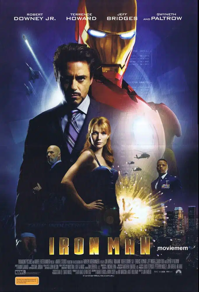 IRON MAN Original DS Daybill Movie Poster Robert Downey Jr Gwyneth Paltrow