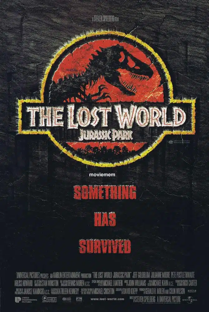 THE LOST WORLD JURASSIC PARK Original DS Daybill Movie Poster Jeff Goldblum Dinosaurs