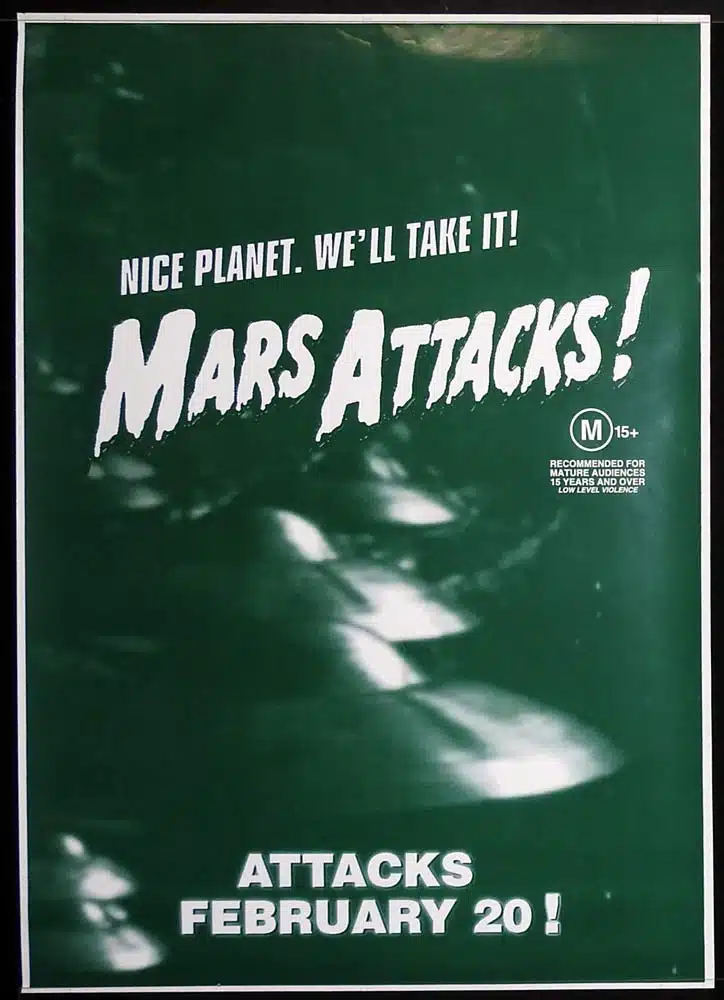 MARS ATTACKS Original ADVANCE One sheet Movie poster Jack Nicholson Tim Burton