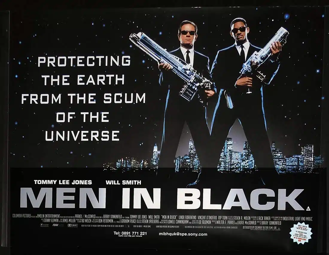 MEN IN BLACK Original British Quad Movie poster Tommy Lee Jones Will Smith