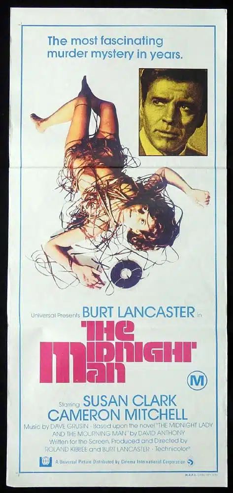 THE MIDNIGHT MAN Original Daybill Movie Burt Lancaster Susan Clark Cameron Mitchell