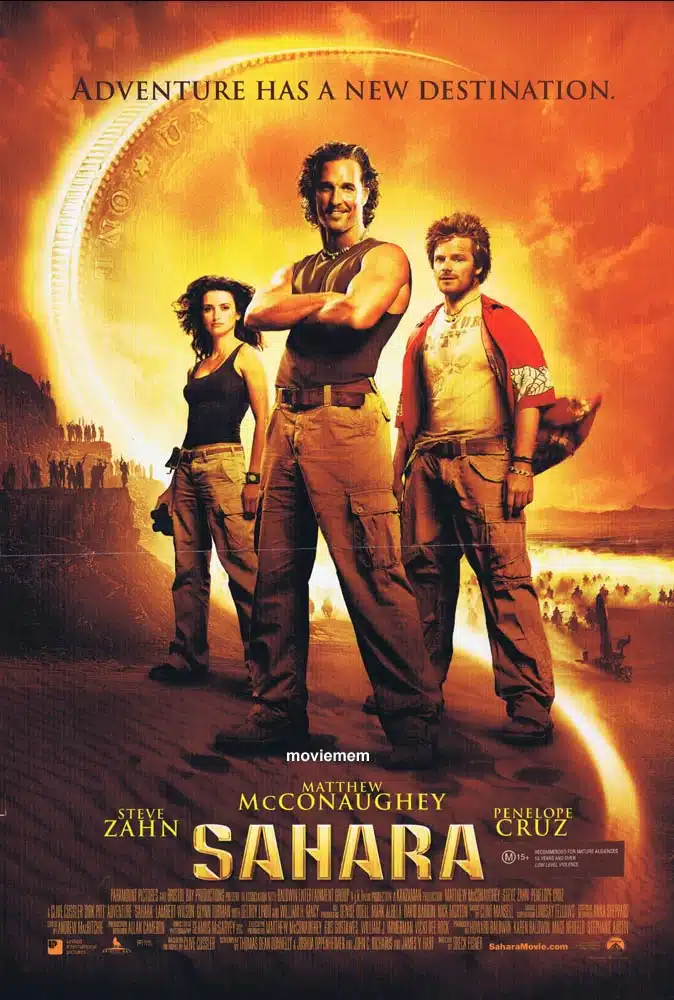 SAHARA Original DS Daybill Movie Poster Matthew McConaughey Steve Zahn Penelope Cruz