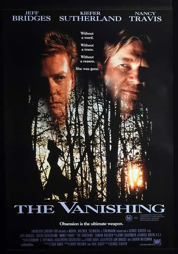 THE VANISHING Original One sheet Movie poster Jeff Bridges Kiefer Sutherland