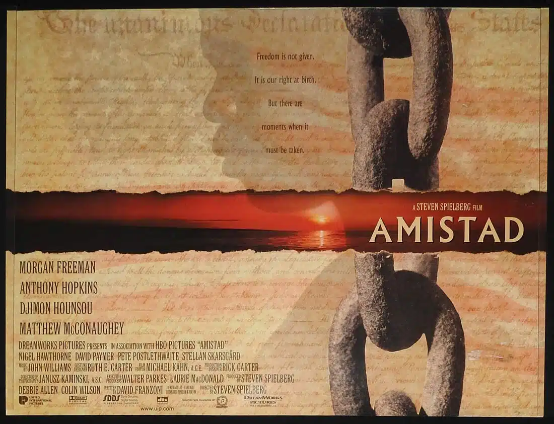 AMISTAD Original British Quad Movie Poster Morgan Freeman Anthony Hopkins