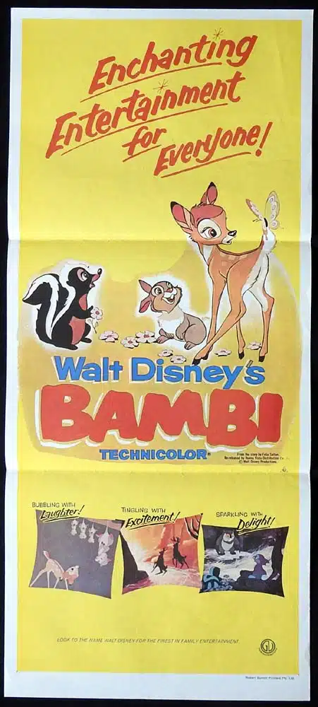 BAMBI Original 1979r Daybill Movie poster Walt Disney Classic art