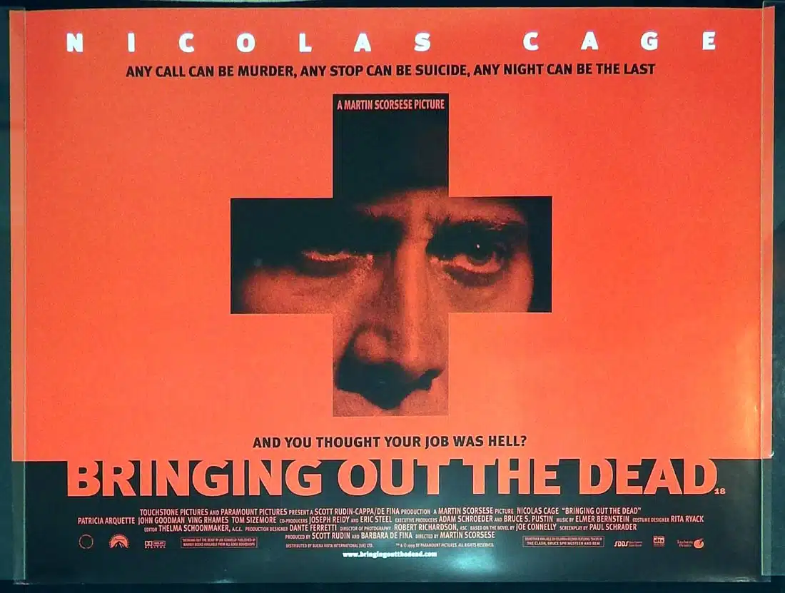 BRINGING OUT THE DEAD Original British Quad Movie Poster Nicolas Cage Patricia Arquette