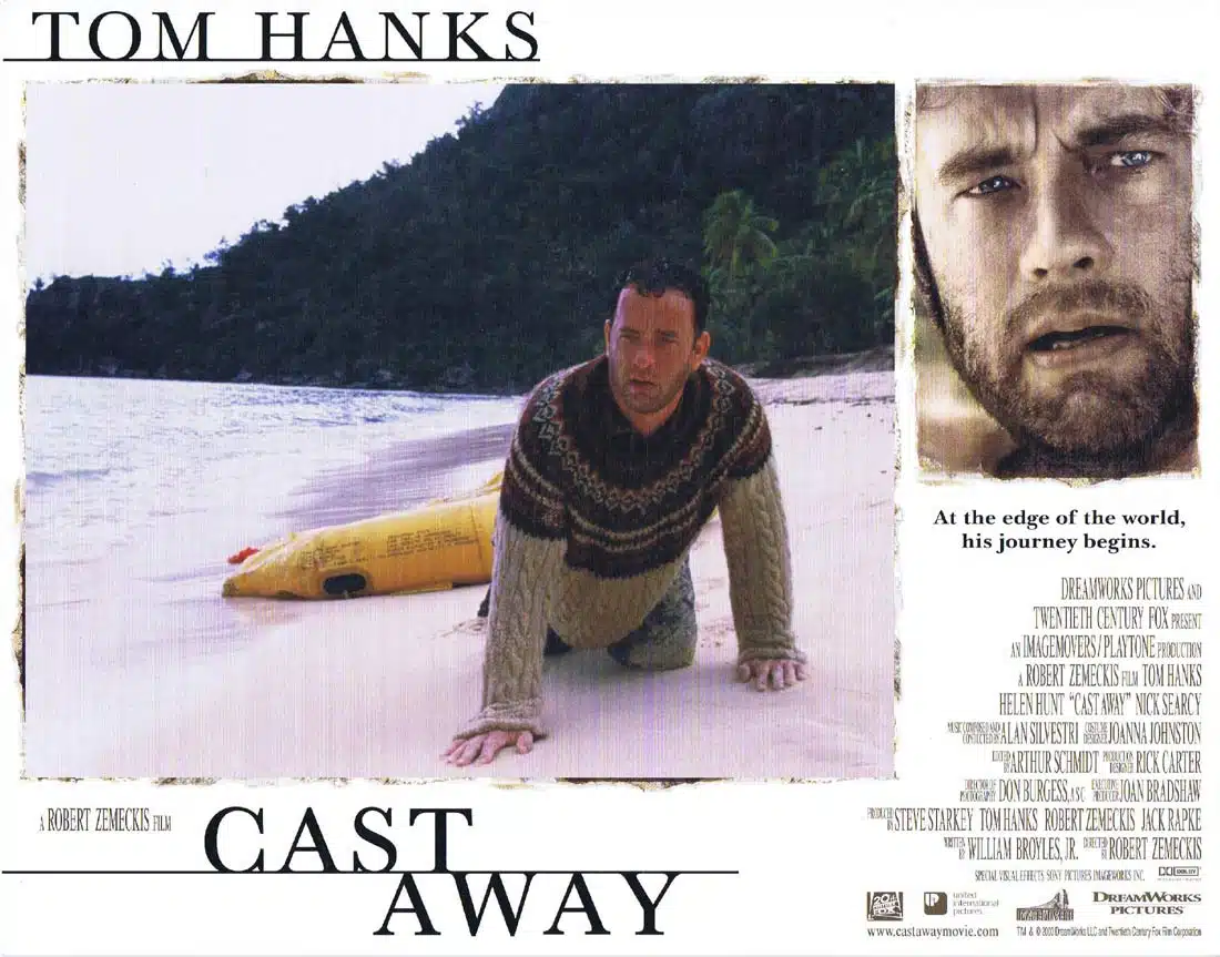 CAST AWAY Original Lobby Card 1 Tom Hanks Helen Hunt Nick Searcy