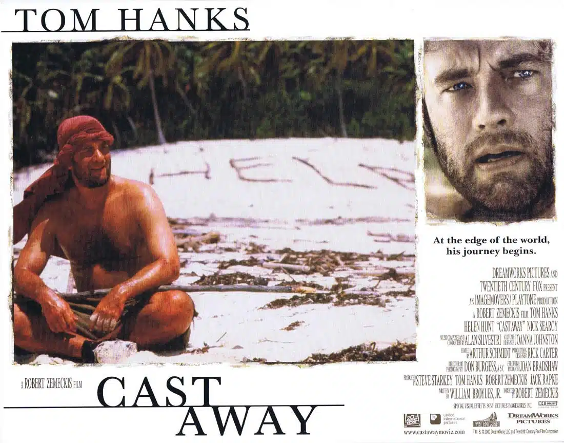 CAST AWAY Original Lobby Card 2 Tom Hanks Helen Hunt Nick Searcy