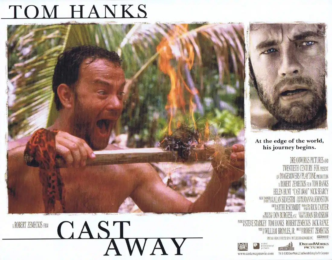CAST AWAY Original Lobby Card 3 Tom Hanks Helen Hunt Nick Searcy