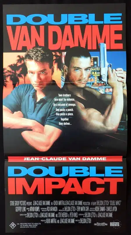 DOUBLE IMPACT Original Daybill Movie poster Jean-Claude van Damme