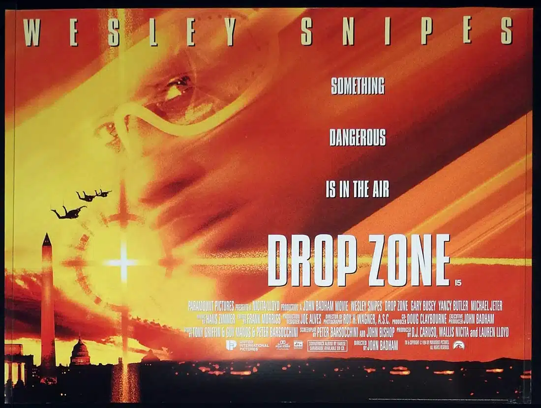 DROP ZONE Original British Quad Movie Poster Wesley Snipes Gary Busey