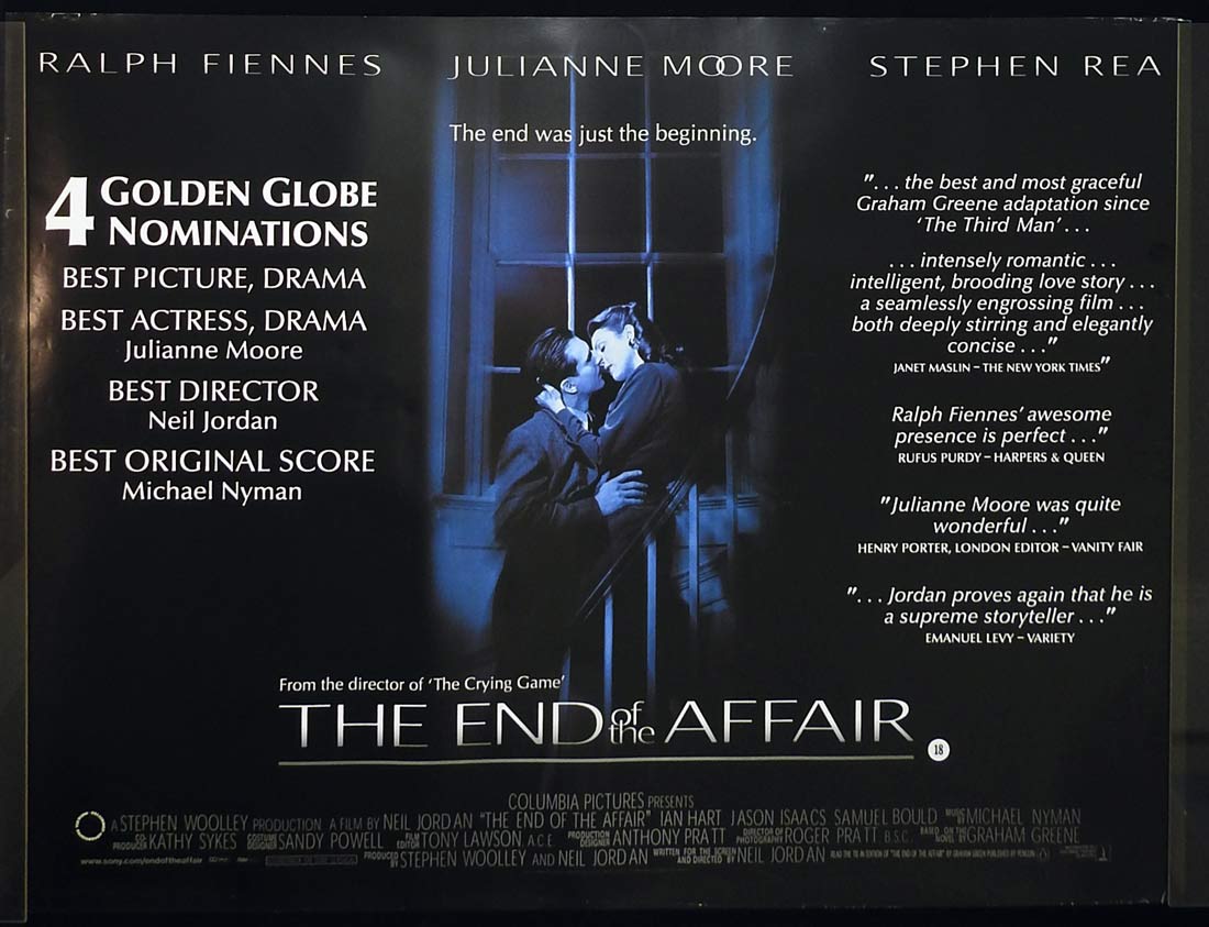 THE END OF THE AFFAIR Original British Quad Movie Poster Ralph Fiennes Julianne Moore