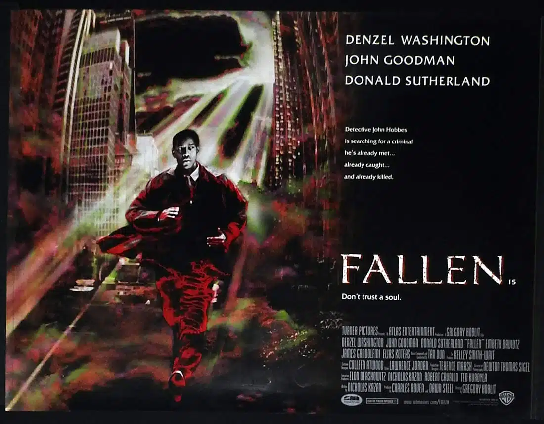 FALLEN Original British Quad Movie Poster Denzel Washington John Goodman Donald Sutherland