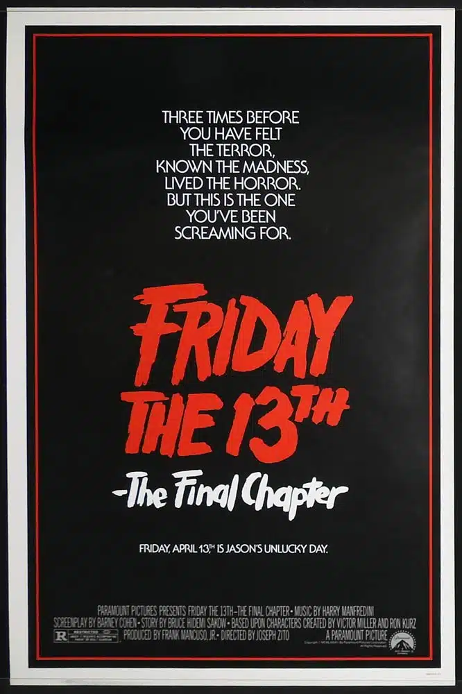 FRIDAY THE 13TH THE FINAL CHAPTER Original Rolled One Sheet Movie Poster Kimberly Beck