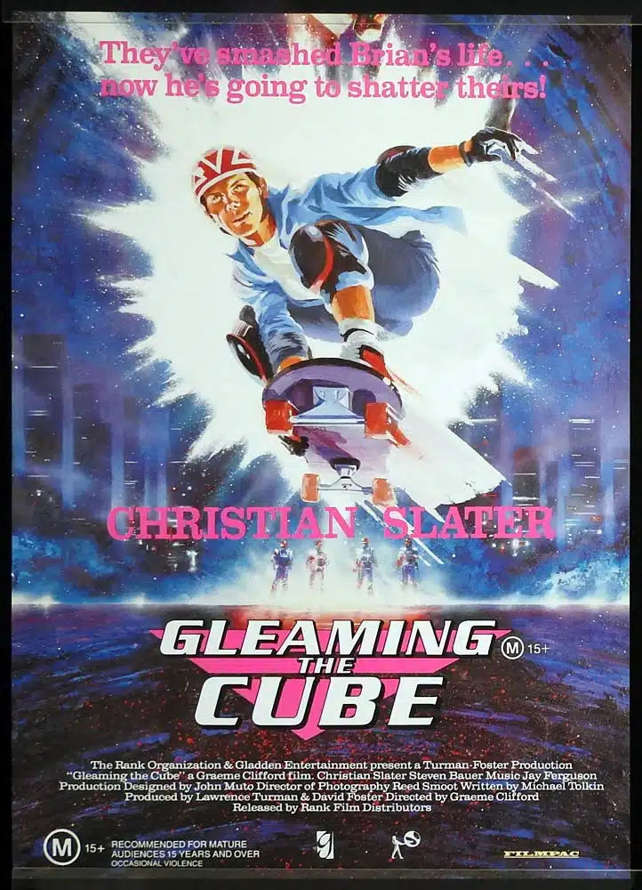 GLEAMING THE CUBE Original One Sheet Movie Poster Christian Slater Steven Bauer Skateboard