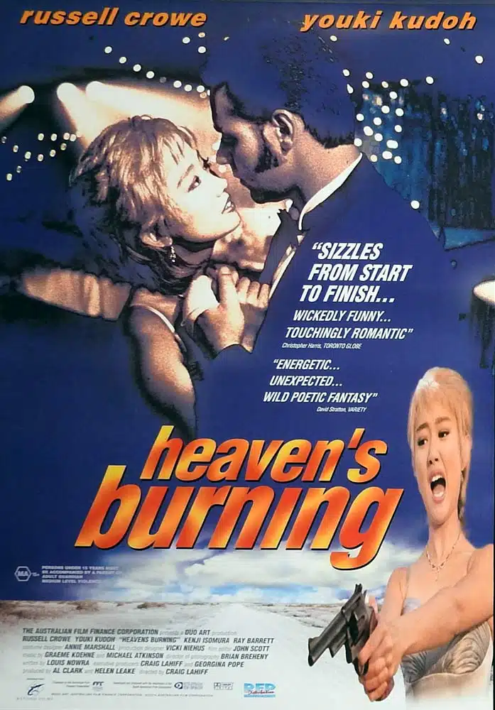 HEAVEN’S BURNING Original Australian Rolled One Sheet Movie Poster Russell Crowe Youki Kudoh