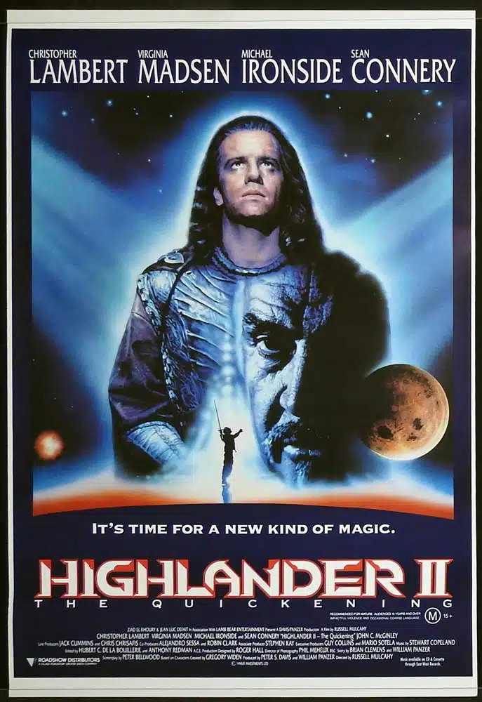 HIGHLANDER II THE QUICKENING Original Rolled One sheet Movie poster Christopher Lambert Sean Connery 2
