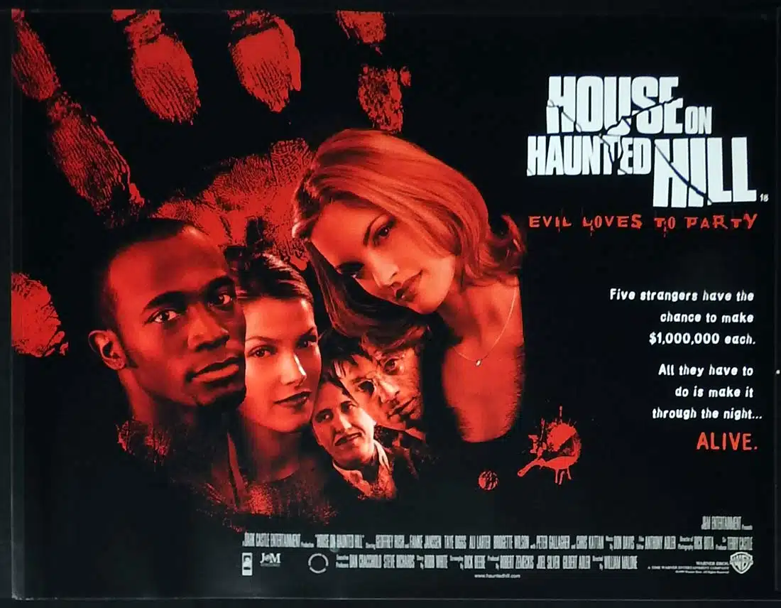 HOUSE ON HAUNTED HILL Original British Quad Movie Poster Geoffrey Rush Famke Janssen
