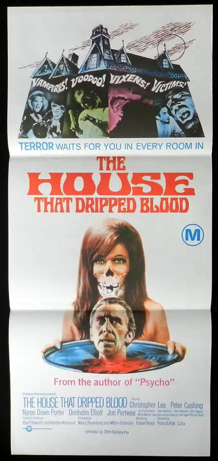 THE HOUSE THAT DRIPPED BLOOD Daybill Movie Poster Christopher Lee Peter Cushing