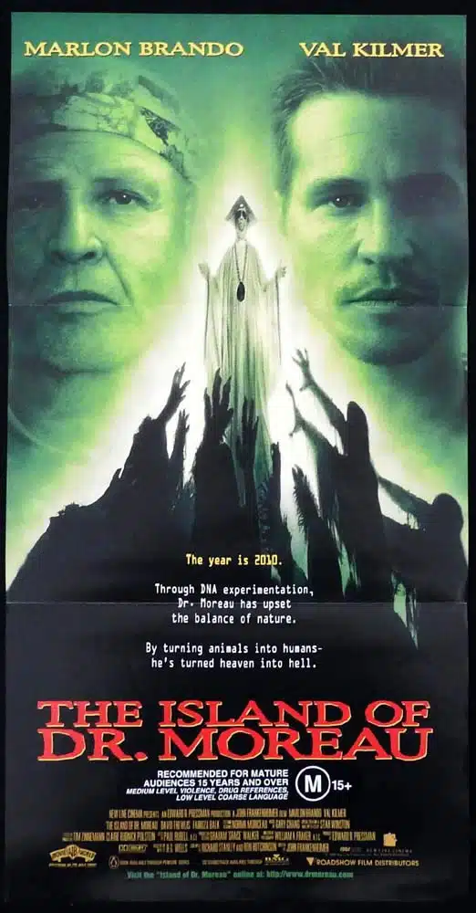 THE ISLAND OF DR MOREAU Original Daybill Movie Poster Marlon Brando Val Kilmer