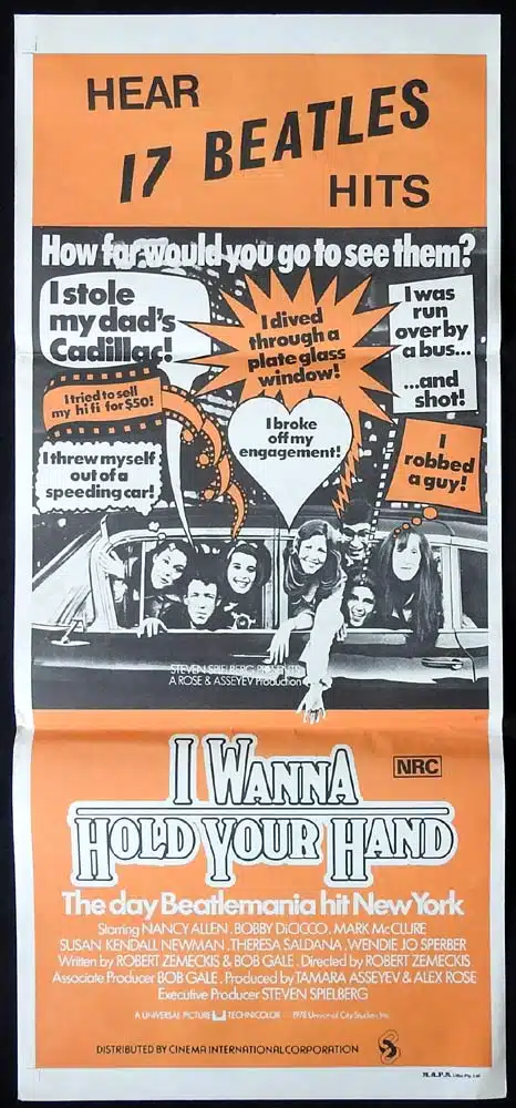 I WANNA HOLD YOUR HAND Original Daybill Movie poster Robert Zemeckis The Beatles