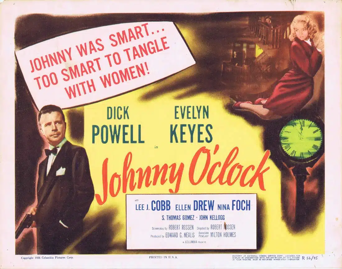 JOHNNY O’CLOCK Original Title Lobby Card Dick Powell Evelyn Keyes