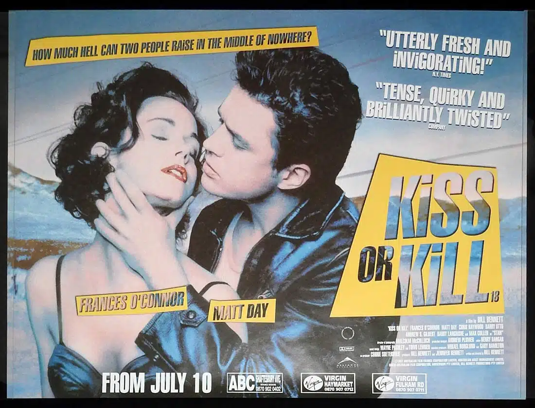 KISS OR KILL Original British Quad Movie Poster Frances O’Connor Matt Day Bill Bennett
