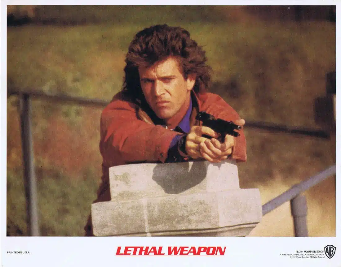 LETHAL WEAPON Original Lobby Card 2 Mel Gibson Danny Glover Gary Busey