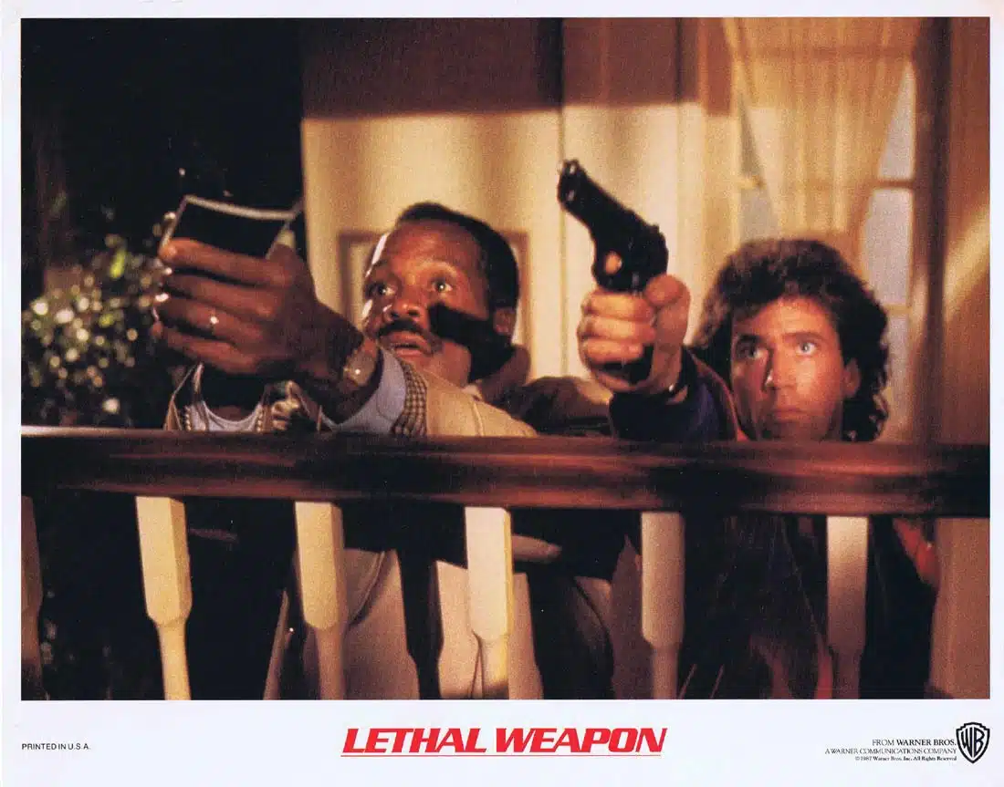 LETHAL WEAPON Original Lobby Card 3 Mel Gibson Danny Glover Gary Busey