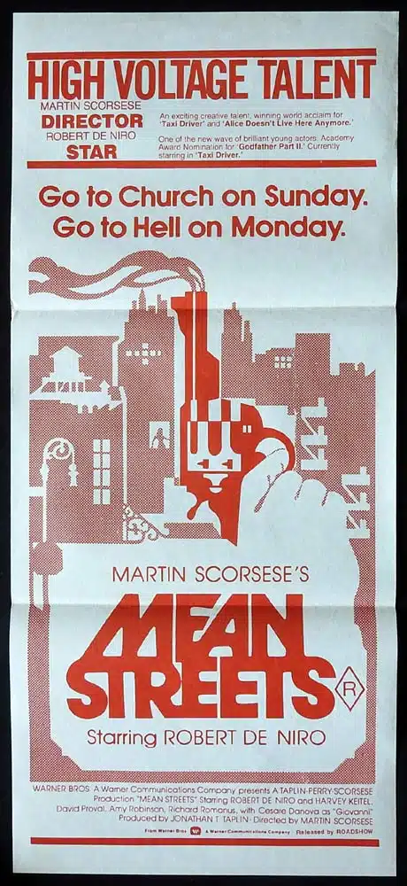 MEAN STREETS Daybill Movie poster Martin Scorcese Robert De Niro