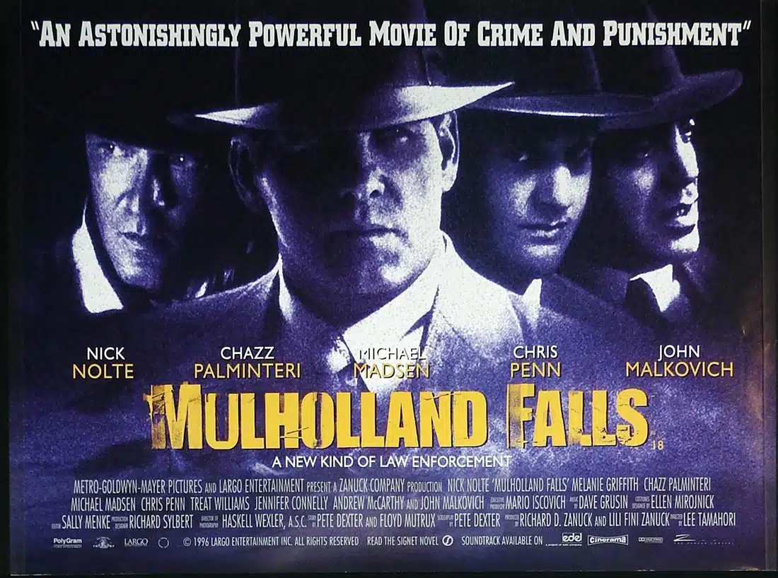 MULHOLLAND FALLS Original DS British Quad Movie Poster Nick Nolte Melanie Griffith
