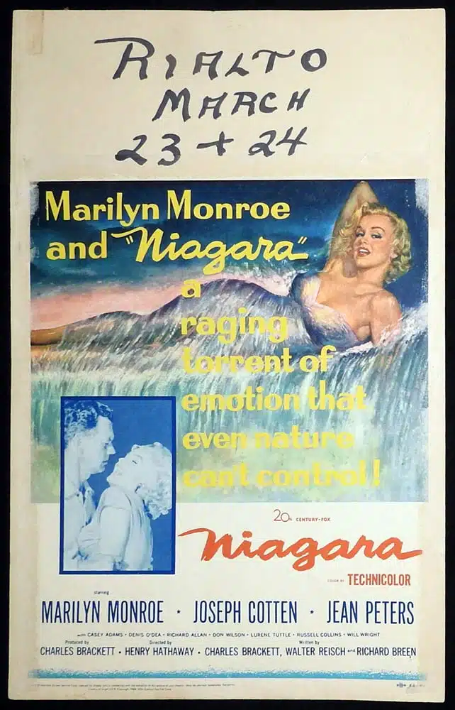 NIAGARA Original US Window Card Movie Poster Marilyn Monroe Joseph Cotten