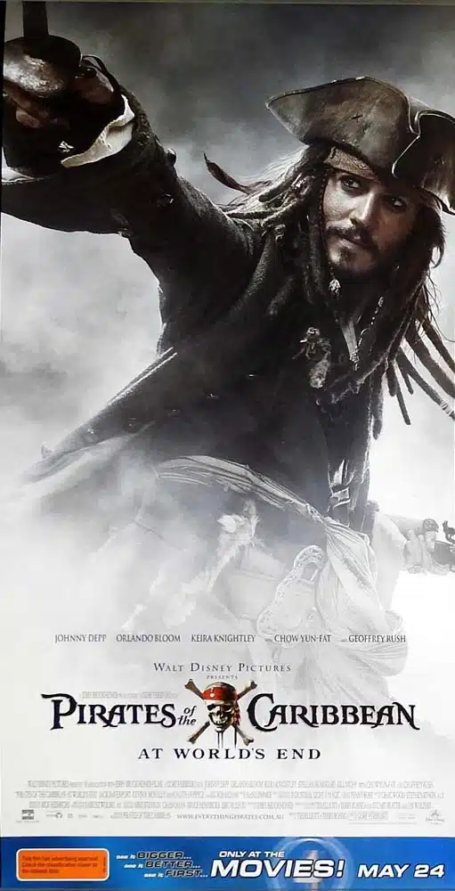 PIRATES OF THE CARIBBEAN AT WORLDS END Original Daybill Movie Poster Johnny Depp
