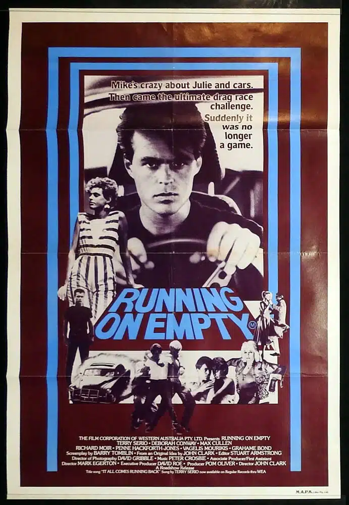 RUNNING ON EMPTY Original Australian One Sheet Movie Poster Terry Serio Corvette