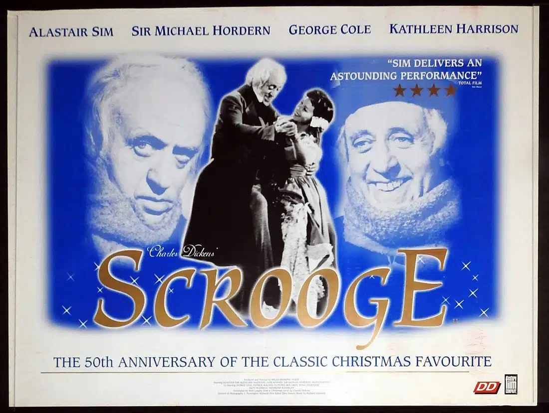 SCROOGE Original 50th Anniversary British Quad Movie Poster Alastair Sim George Cole