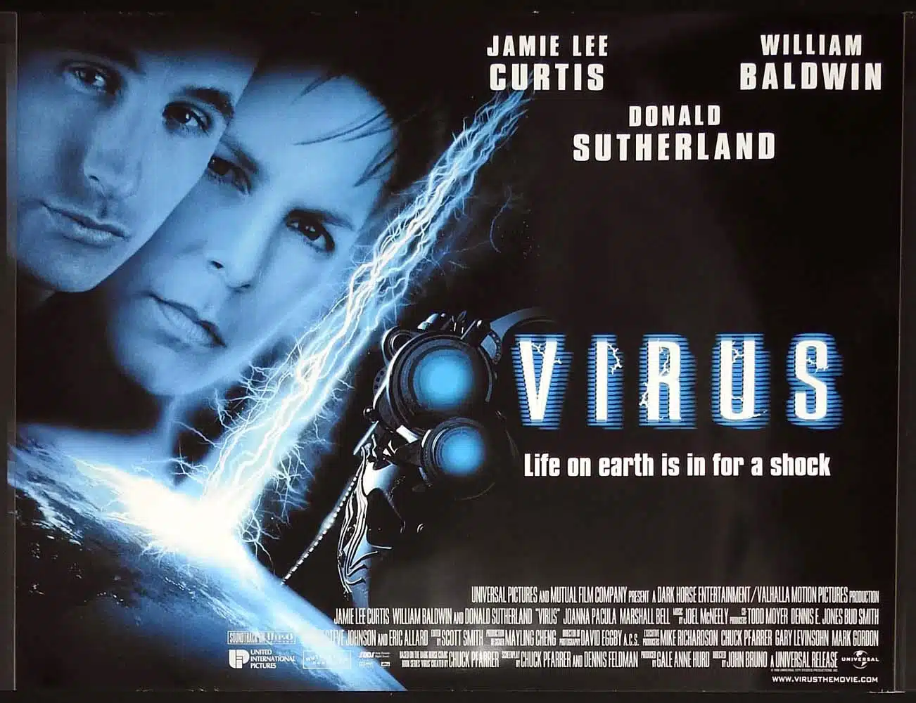 VIRUS Original British Quad Movie Poster Jamie Lee Curtis Donald Sutherland
