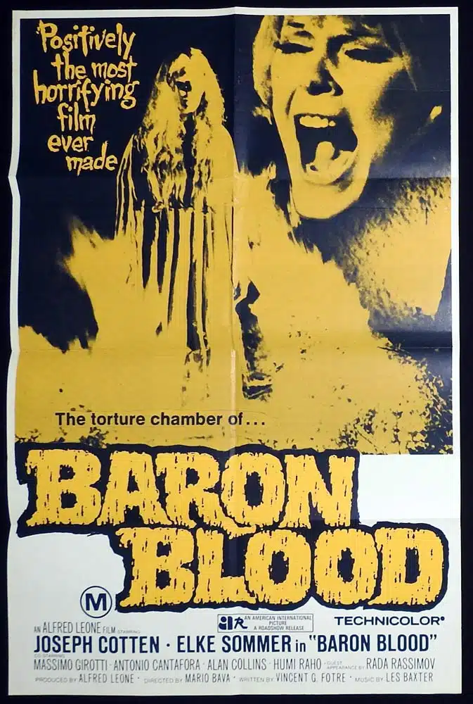 BARON BLOOD Original One Sheet Movie Poster Joseph Cotten Elke Sommer Mario Bava