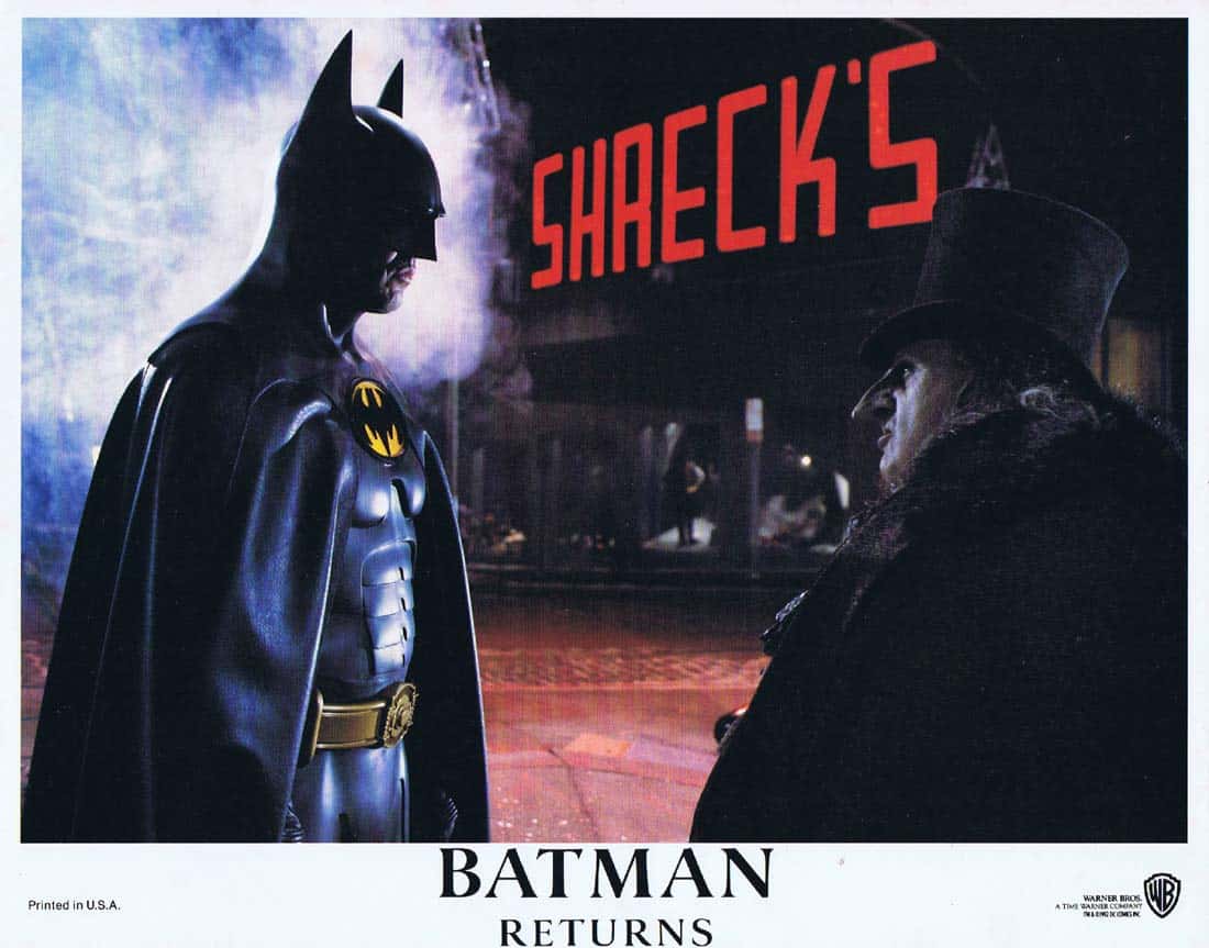 BATMAN RETURNS Original Lobby Card 7 Michael Keaton Danny DeVito Michelle  Pfeiffer - Moviemem Original Movie Posters