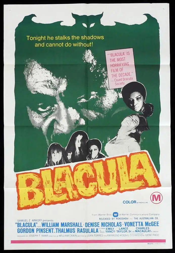 BLACULA Original One Sheet Movie Poster William Marshall Vonetta McGee
