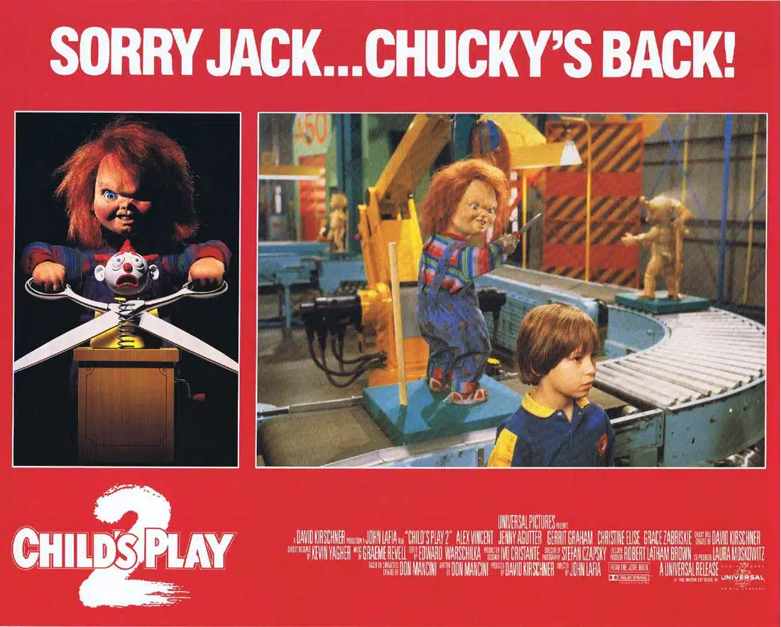 CHILD’S PLAY 2 Original UK Lobby Card 1 Alex Vincent Jenny Agutter Chucky