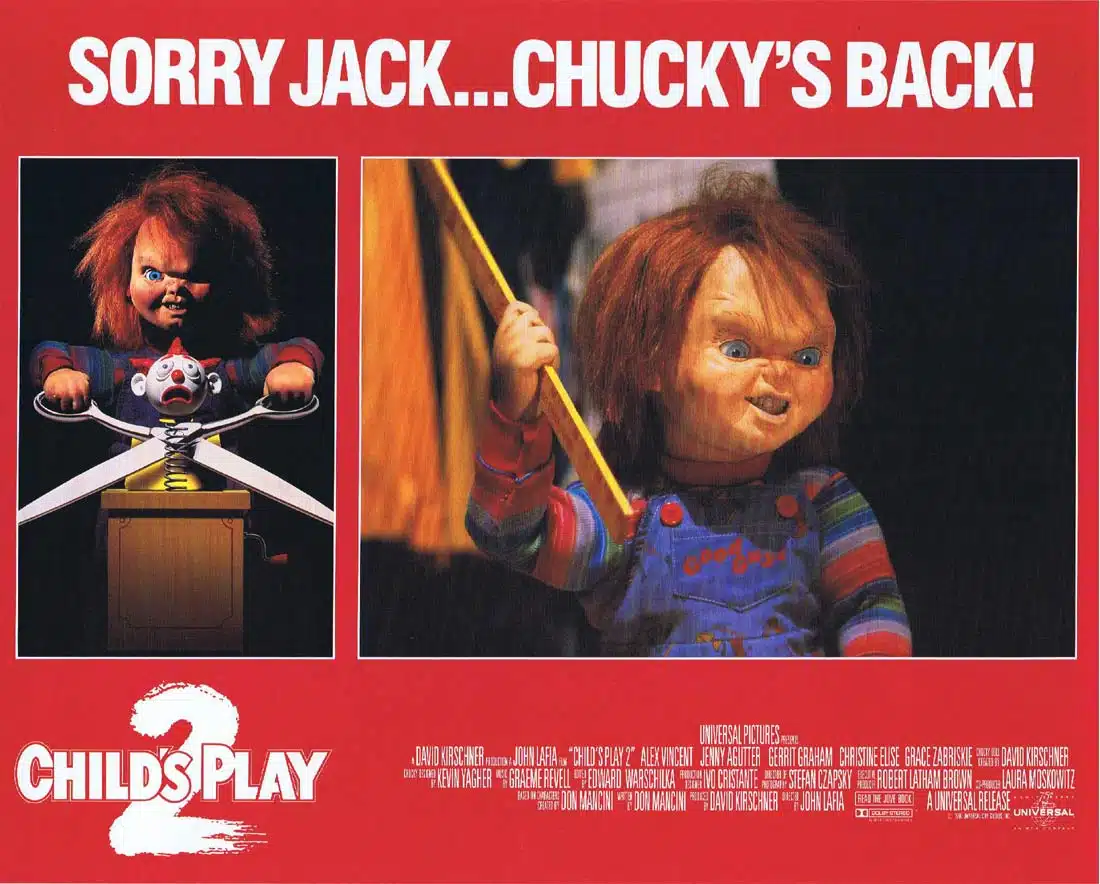 CHILD’S PLAY 2 Original UK Lobby Card 3 Alex Vincent Jenny Agutter Chucky