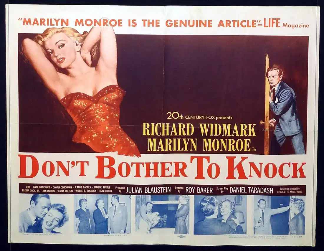 DON’T BOTHER TO KNOCK Original US Half Sheet Movie poster Marilyn Monroe