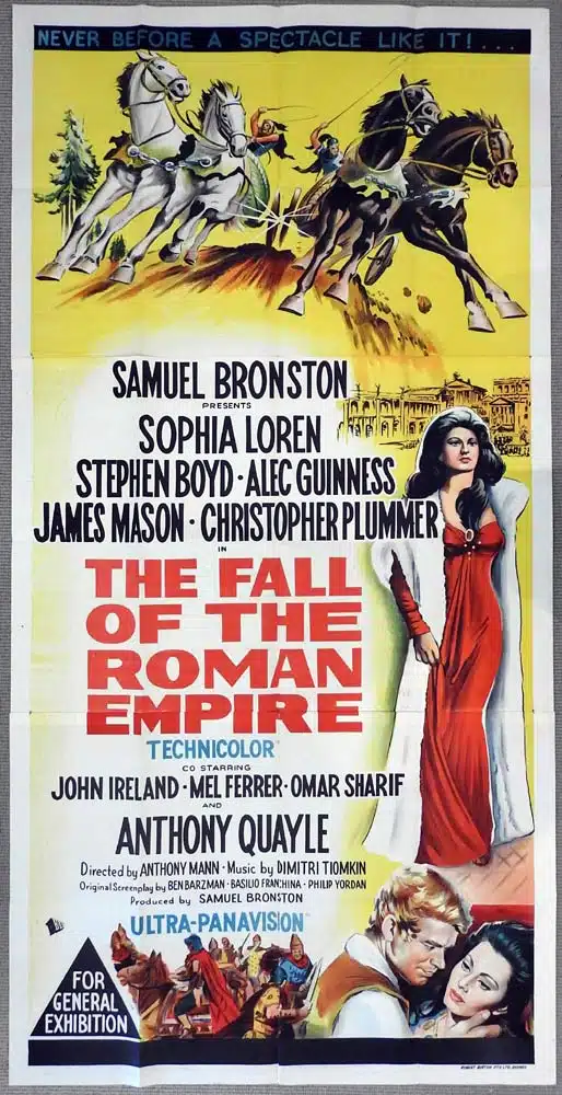 THE FALL OF THE ROMAN EMPIRE Original AUSTRALIAN 3 Sheet Movie Poster Sophia Loren Stephen Boyd