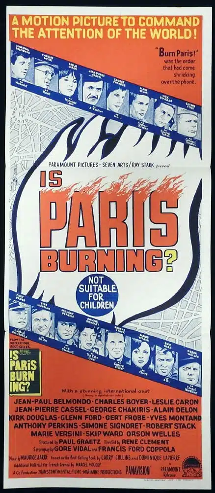IS PARIS BURNING Original Daybill Movie Poster Jean-Paul Belmondo
