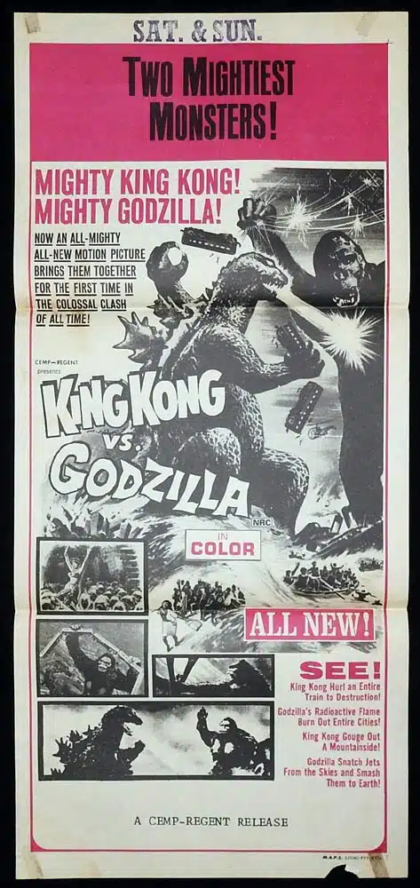 KING KONG VS GODZILLA Original Daybill Movie Poster Ishirō Honda Toho Sci Fi