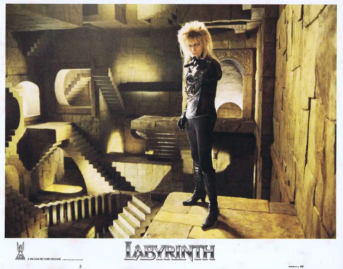 LABYRINTH Original Lobby Card 3 David Bowie Jennifer Connelly Jim Henson