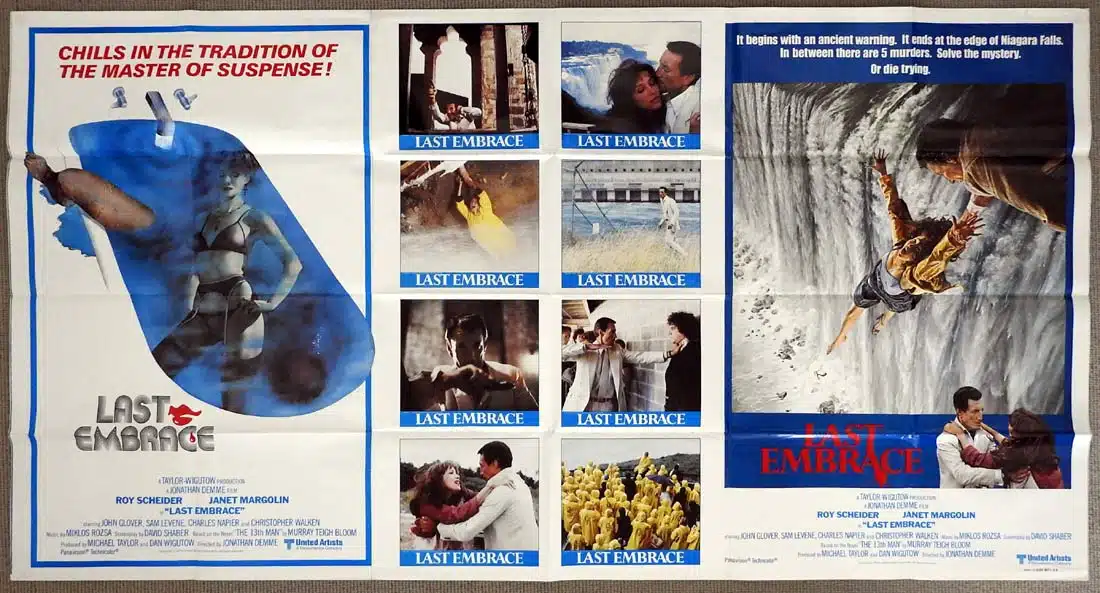 LAST EMBRACE Original US ONE STOP Movie poster Roy Scheider Janet Margolin