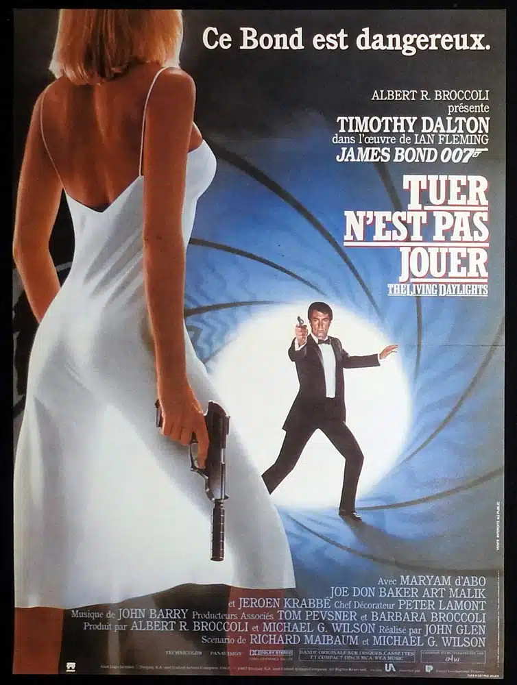 THE LIVING DAYLIGHTS Original French Movie poster Roger Moore James Bond Maryam d’Abo