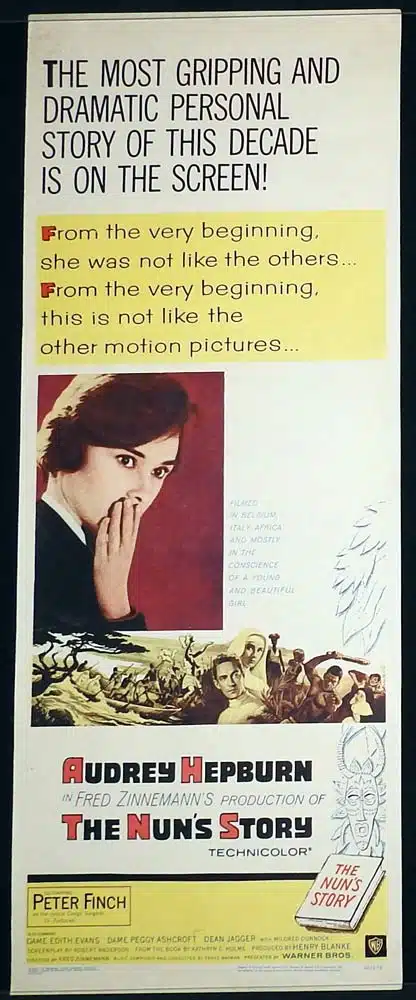 THE NUNS STORY Original US Insert Movie Poster Audrey Hepburn Peter Finch